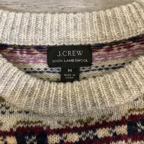 J.crew 100% Lamb Wool Print Pattern Knit Sweater Sz Medium - Picture 8 of 14